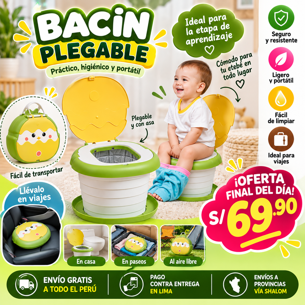 BACIN PLEGABLE PARA NIÑOS + ENVIO GRATIS